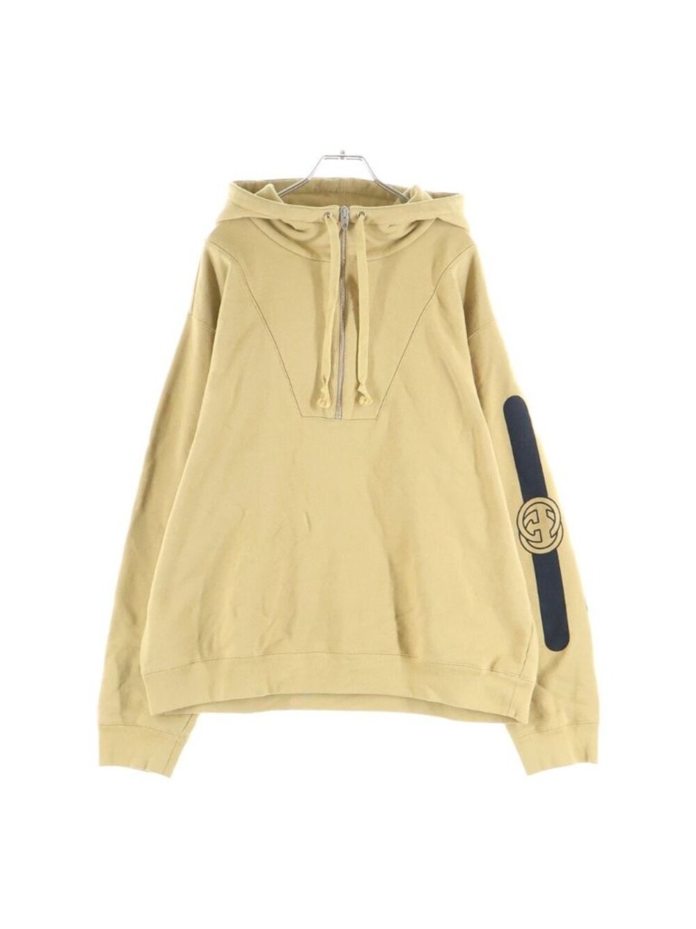 Gucci Logo Print Half Zip Pullover Sweatshirt Hoodie Yellow